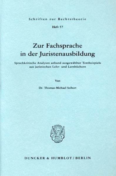 Produktbild: Zur Fachsprache in der Juristenausbildung.