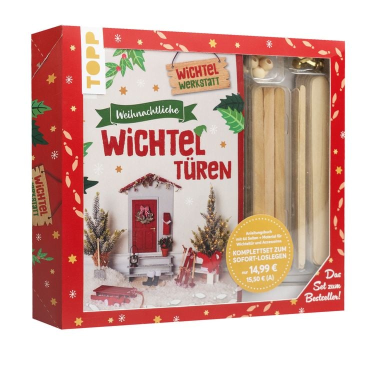 Produktbild: Kreativ-Set Weihnachtliche Wichteltüren. Anleitungsbuch + Material. Set zum Buch