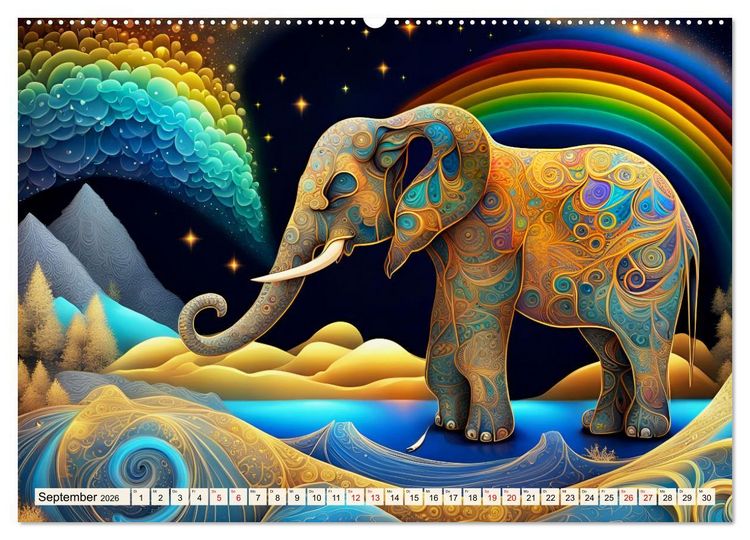 Produktbild: Tiere aus Regenbogenfarben (hochwertiger Premium Wandkalender 2026 DIN A2 quer), Kunstdruck in Hochglanz