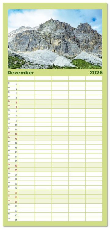 Produktbild: Familienplaner 2026 - S&uuml;dtirol - Traumhafte Berge und Seen im Norden Italiens mit 5 Spalten (Wandkalender, 21 x 45 cm) CALVENDO