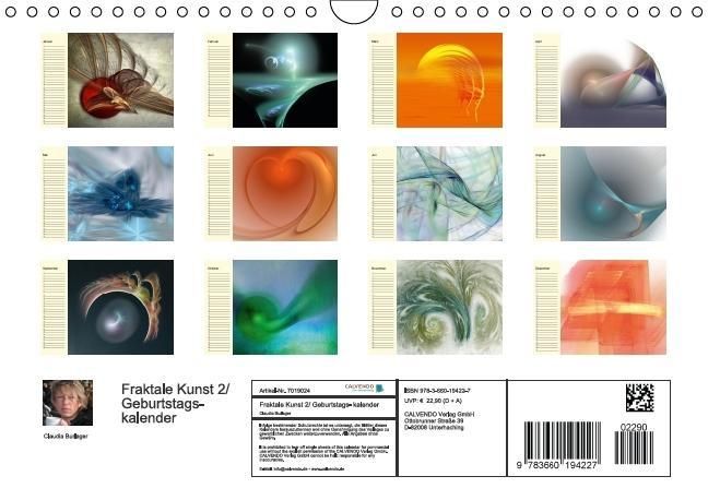 Produktbild: Fraktale Kunst 2/Geburtstagskalender (Wandkalender immerw&auml;hrend DIN A4 quer)