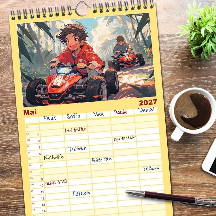 Produktbild: Familienplaner 2027 - Der Jungen-Kalender mit 5 Spalten (Wandkalender, 21 x 45 cm) CALVENDO