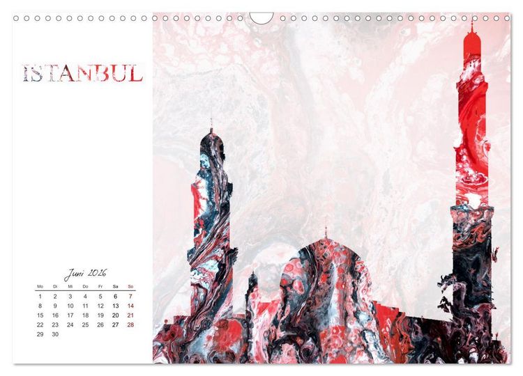 Produktbild: Bunte Metropolen - kunstvolle Skylines bekannter Weltst&auml;dte (Wandkalender 2026 DIN A3 quer), CALVENDO Monatskalender