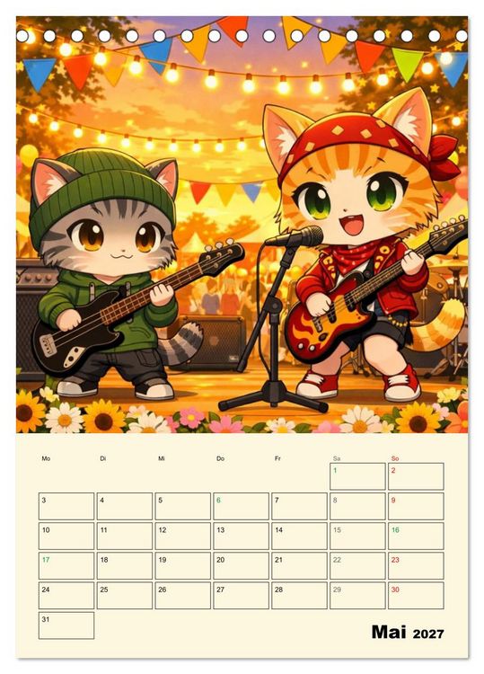 Produktbild: Mia und die Miezband (Tischkalender 2027 DIN A5 hoch), CALVENDO Monatskalender