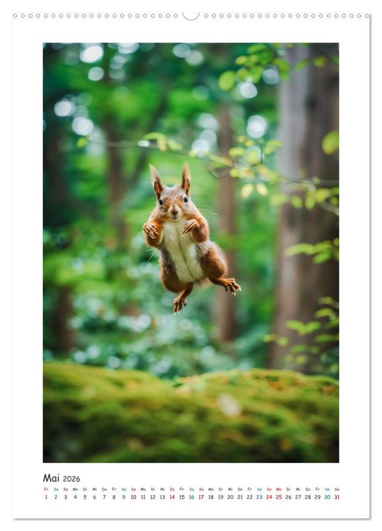 Produktbild: Lustige kleine Eichh&ouml;rnchen (Wandkalender 2026 DIN A2 hoch), CALVENDO Monatskalender