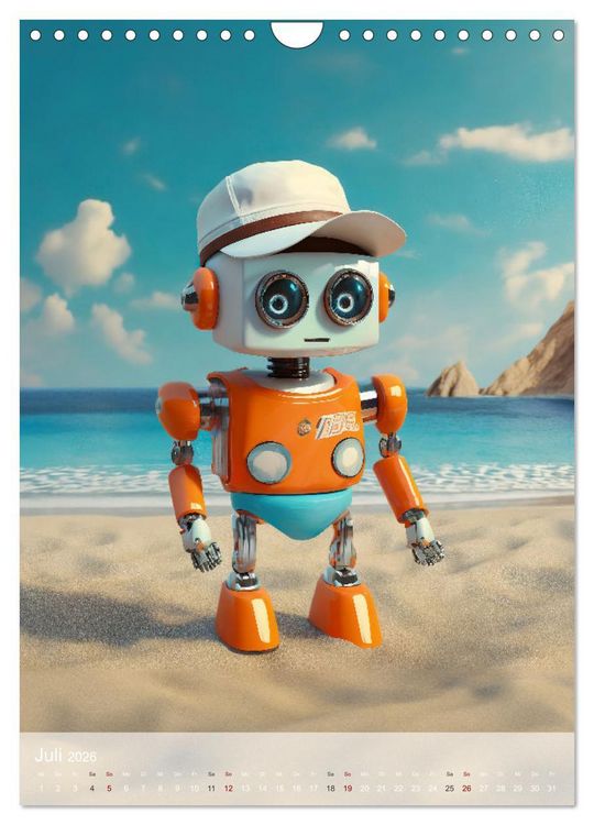 Produktbild: RoboLife - Niedliche Blechfreunde im Alltag (Wandkalender 2026 DIN A4 hoch), CALVENDO Monatskalender