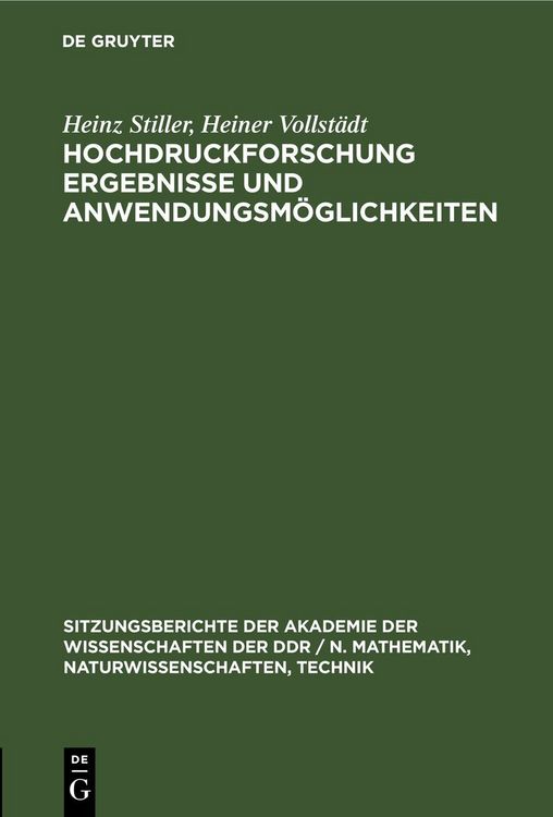 Produktbild: Hochdruckforschung Ergebnisse und Anwendungsm&ouml;glichkeiten