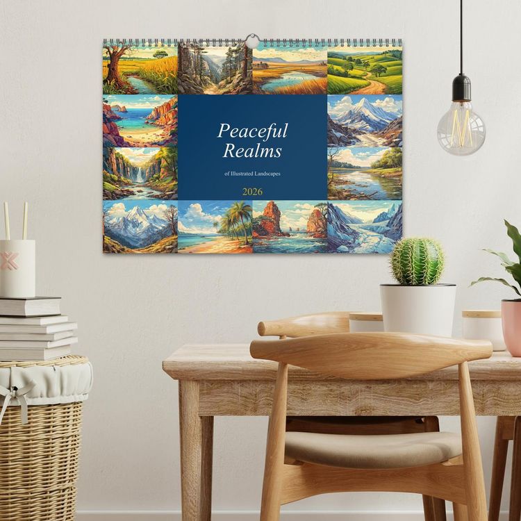 Produktbild: Peaceful Realms of Illustrated Landscapes (Wall Calendar 2026 DIN A3 landscape), CALVENDO 12 Month Wall Calendar