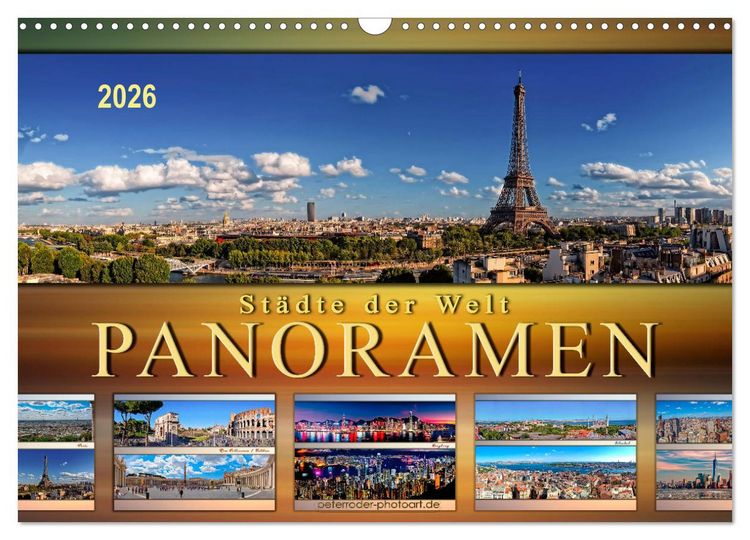 Produktbild: St&auml;dte der Welt, Panoramen (Wandkalender 2026 DIN A3 quer), CALVENDO Monatskalender