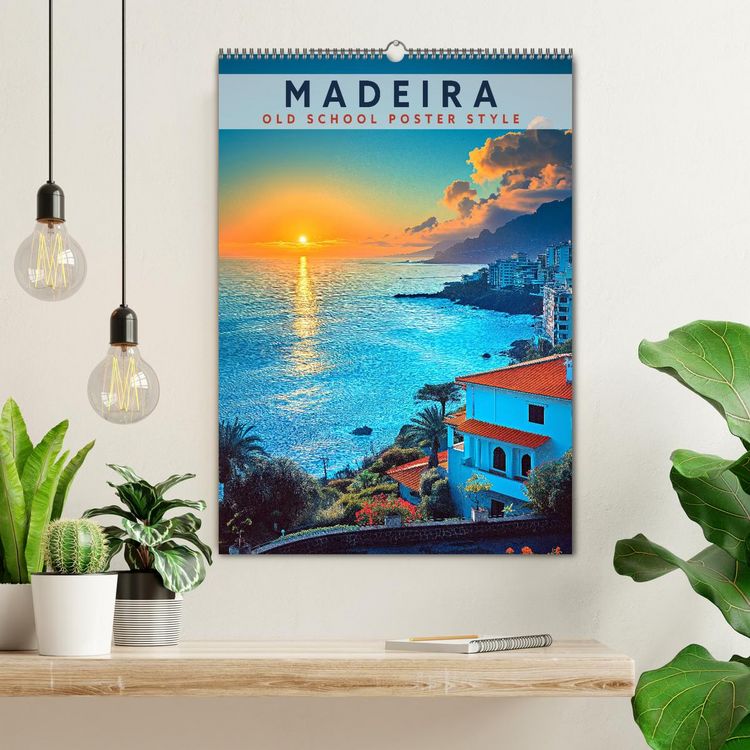 Produktbild: Madeira - Old School Poster Style (Wandkalender 2026 DIN A2 hoch), CALVENDO Monatskalender