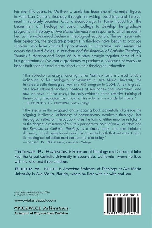 Produktbild: Wisdom and the Renewal of Catholic Theology