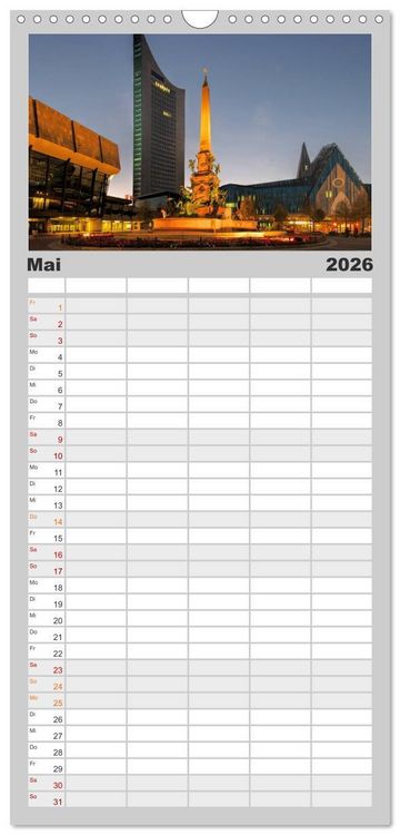 Produktbild: Familienplaner 2026 - Reise durch Leipzig mit 5 Spalten (Wandkalender, 21 x 45 cm) CALVENDO