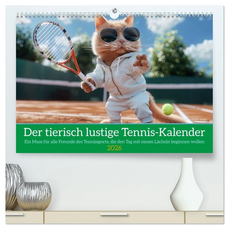 Produktbild: Der tierisch lustige Tennis-Kalender (hochwertiger Premium Wandkalender 2026 DIN A2 quer), Kunstdruck in Hochglanz