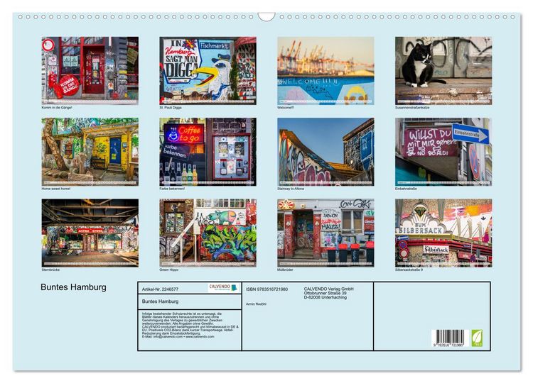 Produktbild: Buntes Hamburg (Wandkalender 2026 DIN A2 quer), CALVENDO Monatskalender
