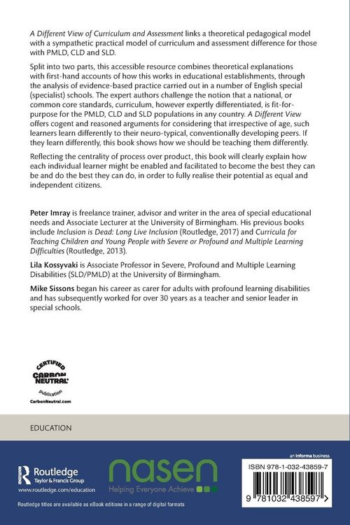 Produktbild: A Different View of Curriculum and Assessment for Severe, Complex and Profound Learning Disabilities