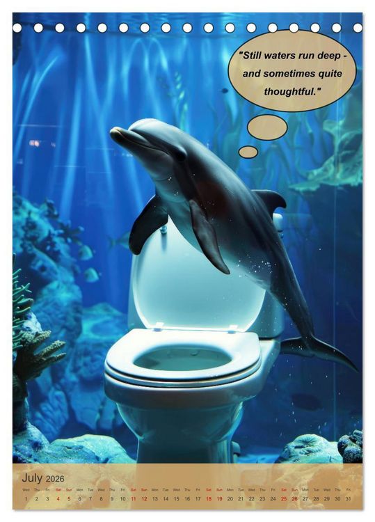 Produktbild: Animals on toilet makes you smile (Desk Calendar 2026 DIN A5 portrait), CALVENDO 12 Month DeskCalendar