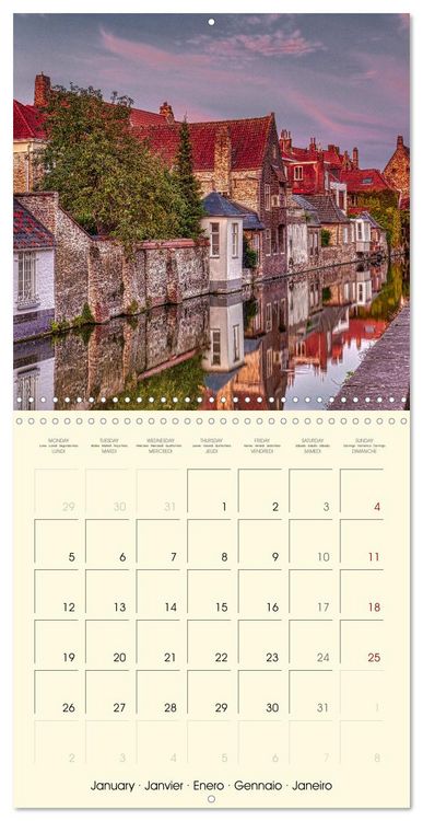 Produktbild: Gand et Bruges au cr&eacute;puscule (Calendrier mural carr&eacute; 2026 30x30 cm) Calendrier double avec une page pour vos prises de notes
