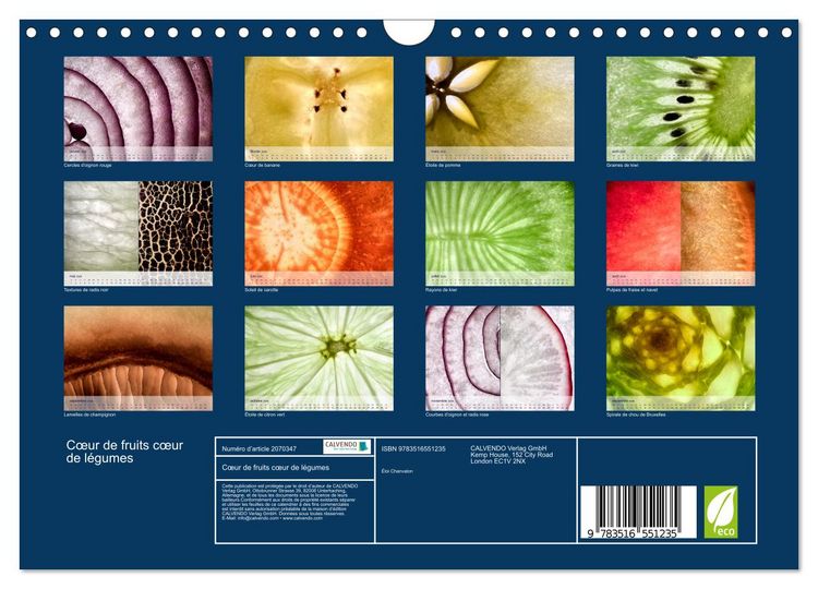 Produktbild: C&oelig;ur de fruits c&oelig;ur de l&eacute;gumes (Calendrier mural 2026 DIN A4 vertical), CALVENDO calendrier mensuel