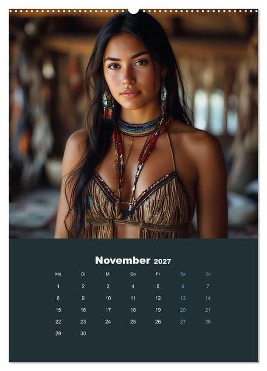 Produktbild: Indianische Sch&ouml;nheiten Kalender: Sinnliche Glamour Frauen in KI Kunst (hochwertiger Premium Wandkalender 2027 DIN A2 hoch), Kunstdruck in Hochglanz
