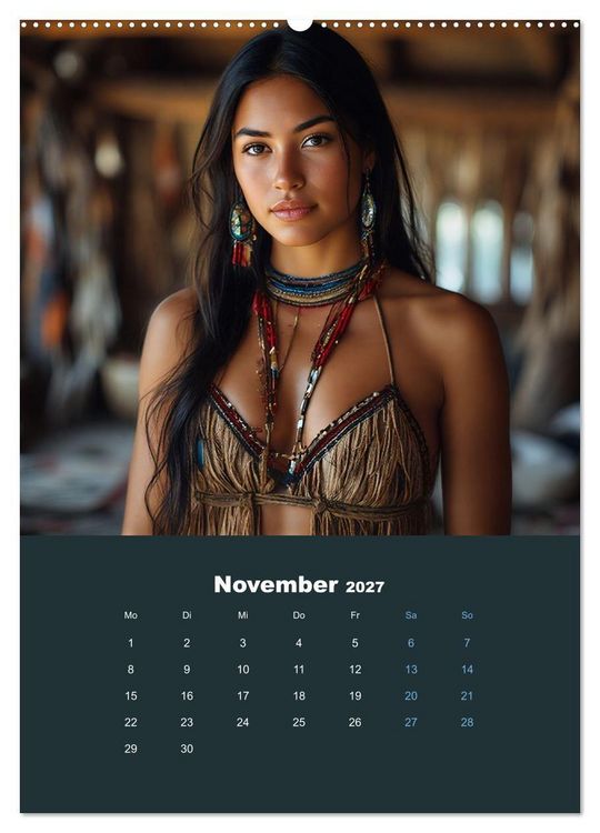 Produktbild: Indianische Sch&ouml;nheiten Kalender: Sinnliche Glamour Frauen in KI Kunst (Wandkalender 2027 DIN A2 hoch), CALVENDO Monatskalender