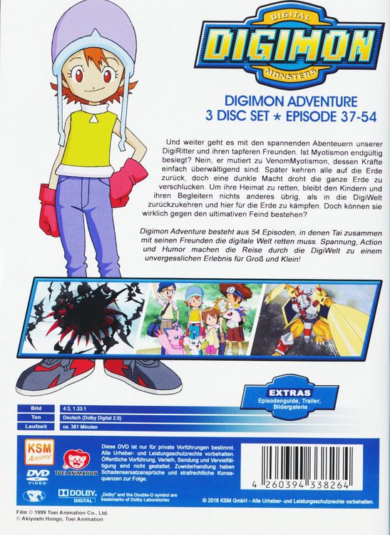 Produktbild: Digimon Adventure 01 (Volume 3: Episode 37-54) [3 DVDs]
