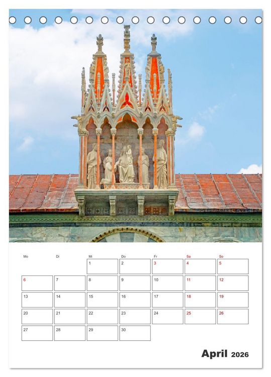 Produktbild: Pisa - Reiseplaner (Tischkalender 2026 DIN A5 hoch), CALVENDO Monatskalender