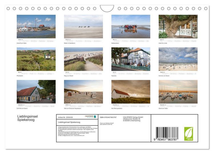 Produktbild: Lieblingsinsel Spiekeroog (Wandkalender 2026 DIN A4 quer), CALVENDO Monatskalender