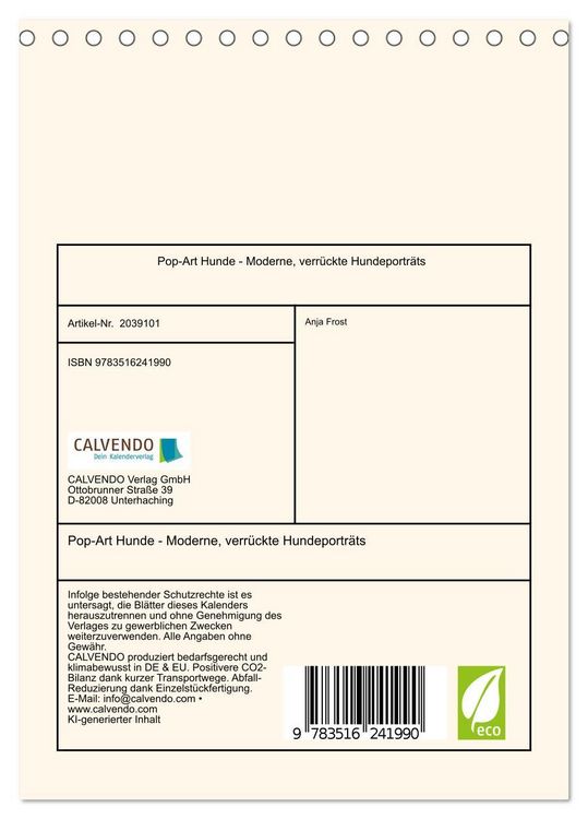 Produktbild: Pop-Art Hunde - Moderne, verr&uuml;ckte Hundeportr&auml;ts (Tischkalender 2026 DIN A5 hoch), CALVENDO Monatskalender