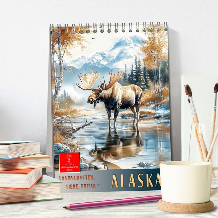 Produktbild: Alaska - Landschaften, Tiere, Freiheit (Tischkalender 2026 DIN A5 hoch), CALVENDO Monatskalender
