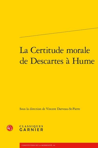 Produktbild: La certitude morale de Descartes &agrave; Hume