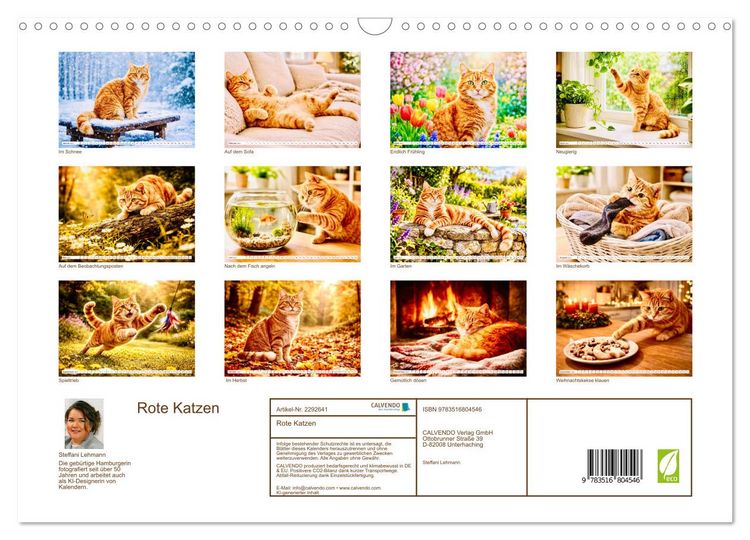 Produktbild: Rote Katzen (Wandkalender 2027 DIN A3 quer), CALVENDO Monatskalender