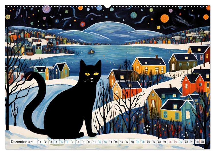 Produktbild: Kunstvolle Katzen (Wandkalender 2026 DIN A2 quer), CALVENDO Monatskalender