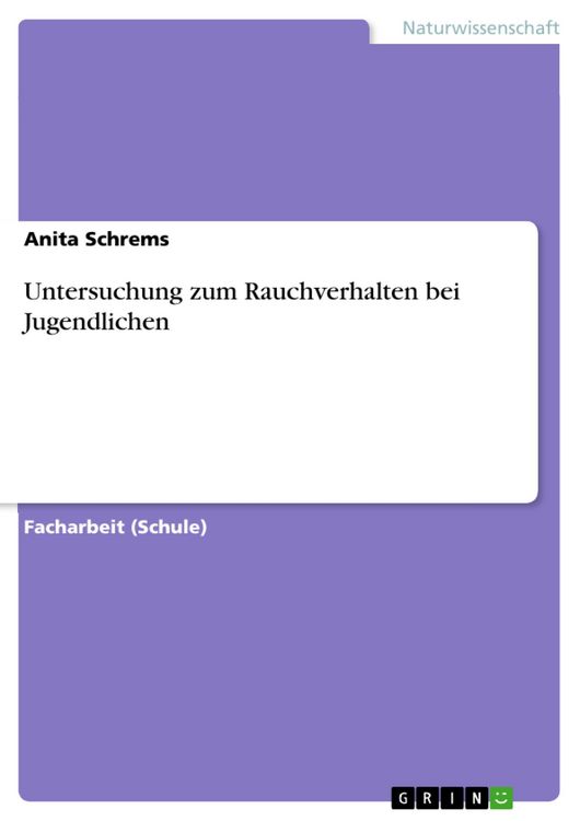 Produktbild: Untersuchung zum Rauchverhalten bei Jugendlichen