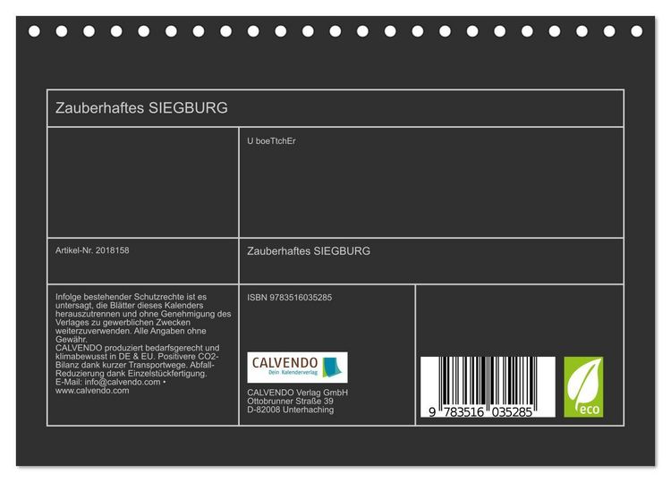 Produktbild: Zauberhaftes SIEGBURG (Tischkalender 2026 DIN A5 quer), CALVENDO Monatskalender