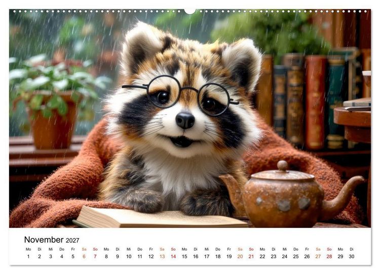 Produktbild: Waschb&auml;ren - Klein. Knuddelig. Herzerw&auml;rmend. (Wandkalender 2027 DIN A2 quer), CALVENDO Monatskalender