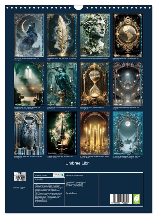 Produktbild: Umbrae Libri (Wandkalender 2026 DIN A3 hoch), CALVENDO Monatskalender