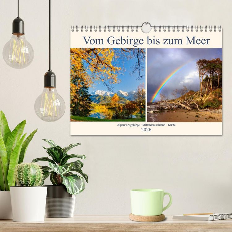 Produktbild: Vom Gebirge bis zum Meer, Alpen/Erzgebirge - Mitteldeutschland - K&uuml;ste (Wandkalender 2026 DIN A4 quer), CALVENDO Monatskalender
