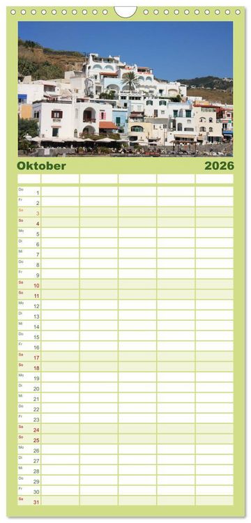 Produktbild: Familienplaner 2026 - Ischia mit 5 Spalten (Wandkalender, 21 x 45 cm) CALVENDO