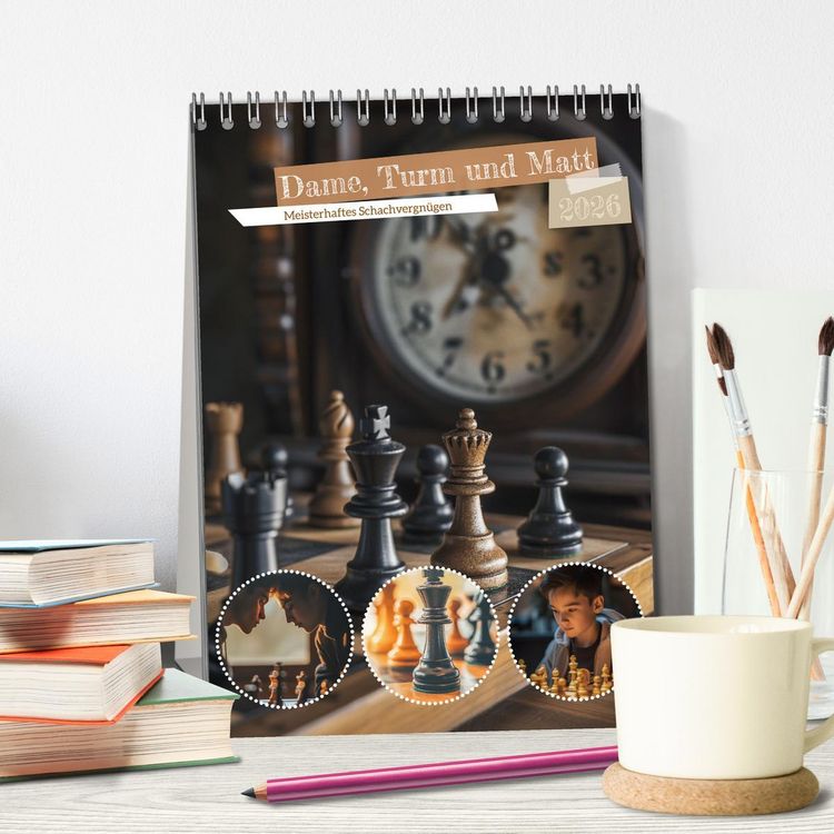 Produktbild: Dame, Turm und Matt (Tischkalender 2026 DIN A5 hoch), CALVENDO Monatskalender