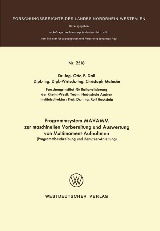 Produktbild: Programmsystem MAVAMM zur maschinellen Vorbereitung und Auswertung von Multimoment-Aufnahmen