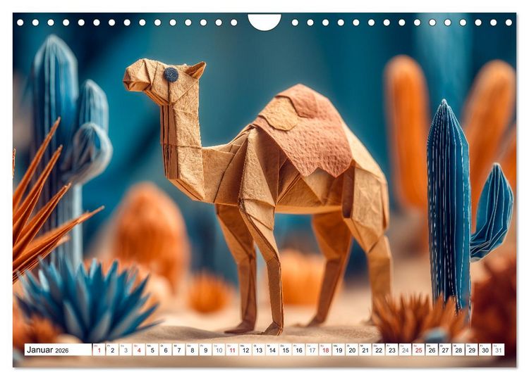 Produktbild: Origami Zoo - Bunter Tierkalender f&uuml;r Kinder und Familien (Wandkalender 2026 DIN A4 quer), CALVENDO Monatskalender