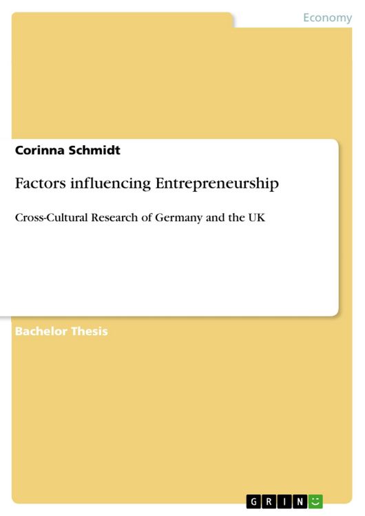 Produktbild: Factors influencing Entrepreneurship
