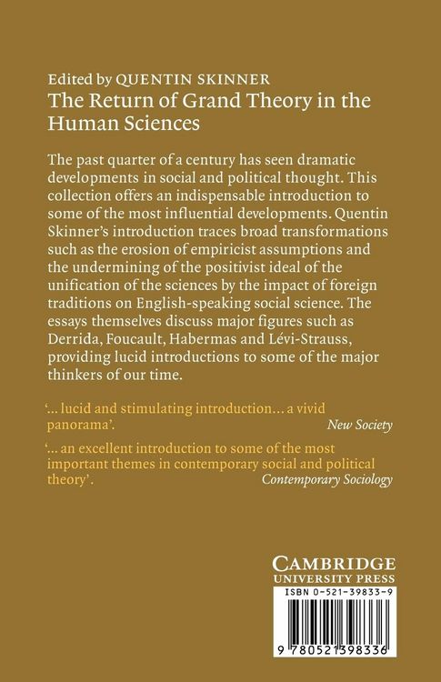 Produktbild: The Return of Grand Theory in the Human Sciences