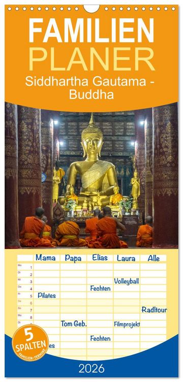 Produktbild: Familienplaner 2026 - Siddhartha Gautama - Buddha mit 5 Spalten (Wandkalender, 21 x 45 cm) CALVENDO