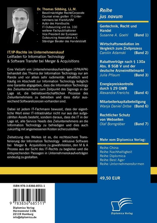 Produktbild: IT/IP-Rechte im Unternehmenskauf: Leitfaden f&uuml;r Information Technology & Software Transfer bei Merger & Acquisitions