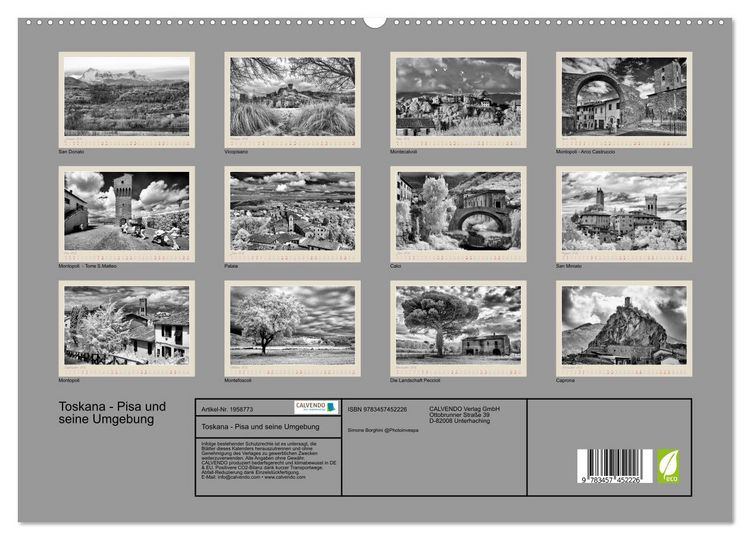 Produktbild: Toskana - Pisa und seine Umgebung (hochwertiger Premium Wandkalender 2026 DIN A2 quer), Kunstdruck in Hochglanz