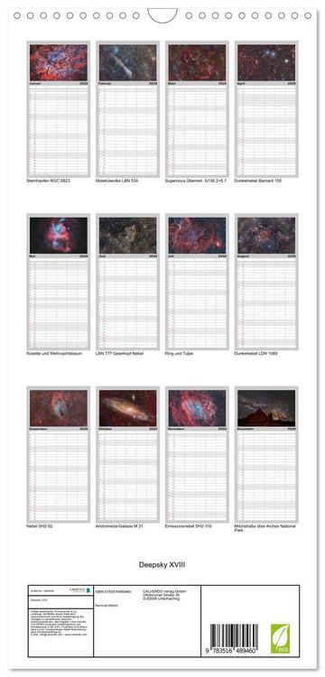 Produktbild: Familienplaner 2026 - Deepsky XVIII mit 5 Spalten (Wandkalender, 21 x 45 cm) CALVENDO