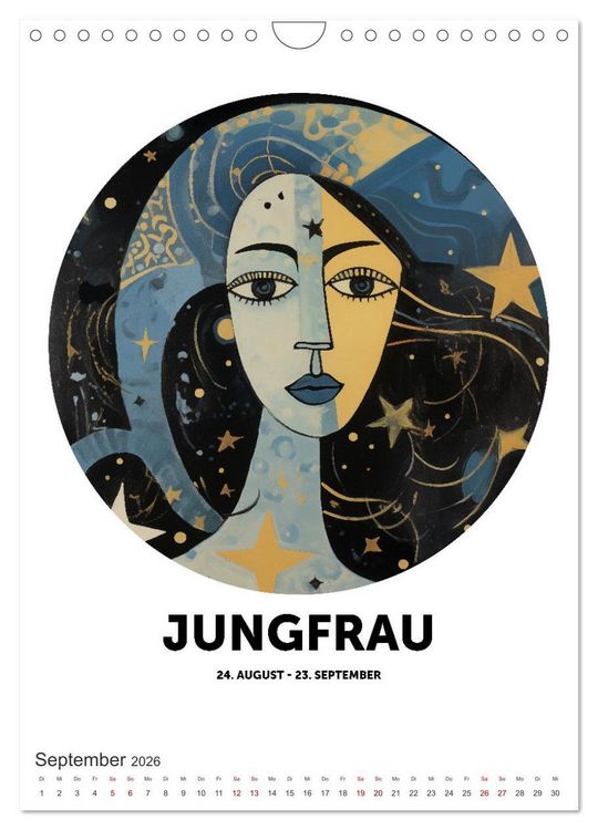 Produktbild: Kunstvolle Sternenwege: KI-Kompositionen der 12 Tierkreiszeichen (Wandkalender 2026 DIN A4 hoch), CALVENDO Monatskalender
