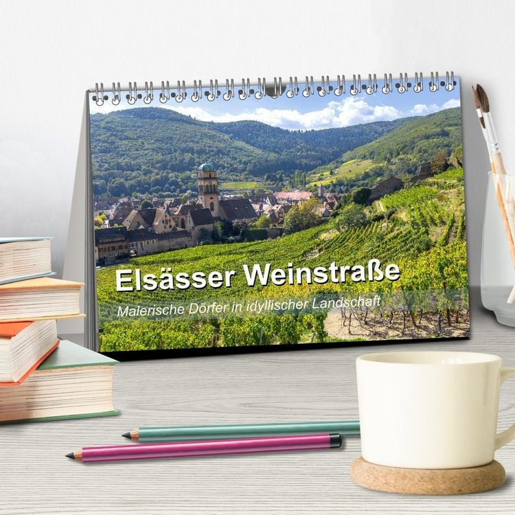 Produktbild: Els&auml;sser Weinstra&szlig;e, malerische D&ouml;rfer in idyllischer Landschaft (Tischkalender 2026 DIN A5 quer), CALVENDO Monatskalender
