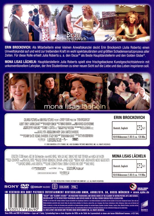 Produktbild: Erin Brokovich / Mona Lisas L&auml;cheln - 2 Movie Collector's Pack [2 DVDs]